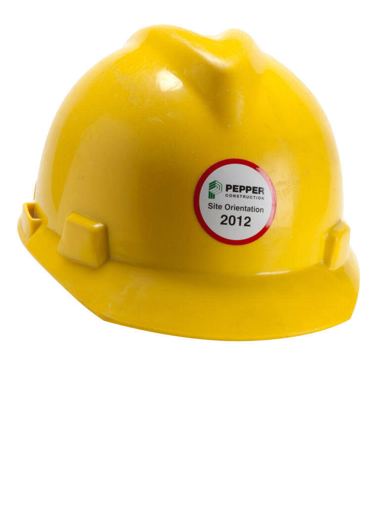 Durable Hard Hat Label Pepper Construction