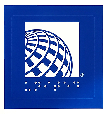 United Airlines Braille Promotional Label